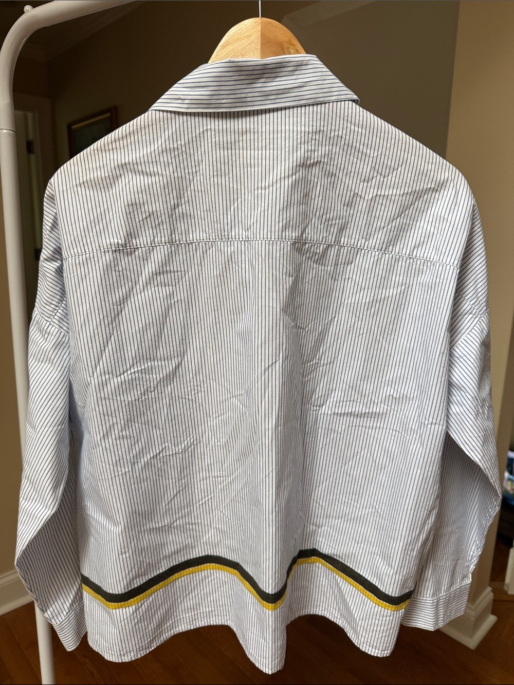 ZARA oversized striped poplin shirt with neck tie and contrasting trims - Picture 7 of 9
